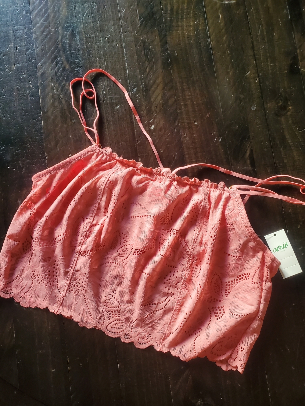Aerie Coral Lace Crop Cami